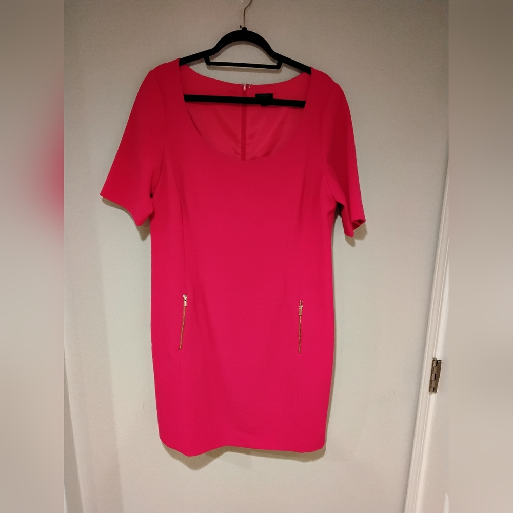 Vibrant Pink Dress with Zipper Accents